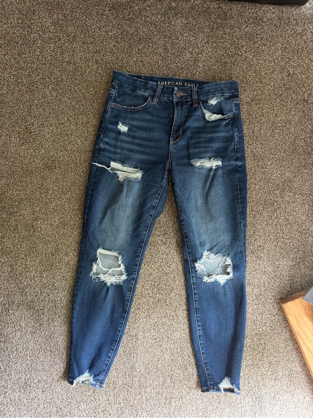 American Eagle Outfitters Women's Ripped Skinny Jeans - Blue